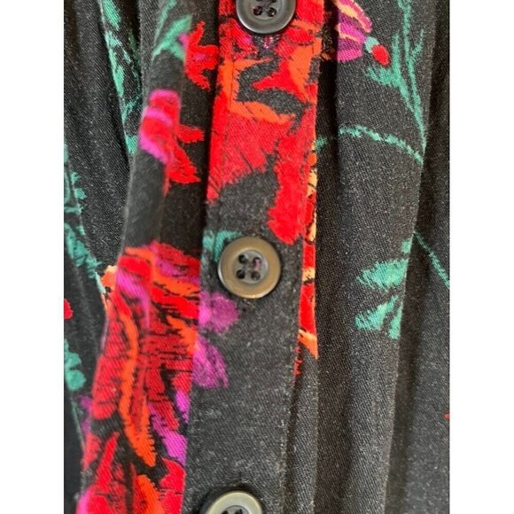 Torrid Top Women 1X Black Floral Smock Tropical Western Boho Hippie Festival 80s - Picture 6 of 15